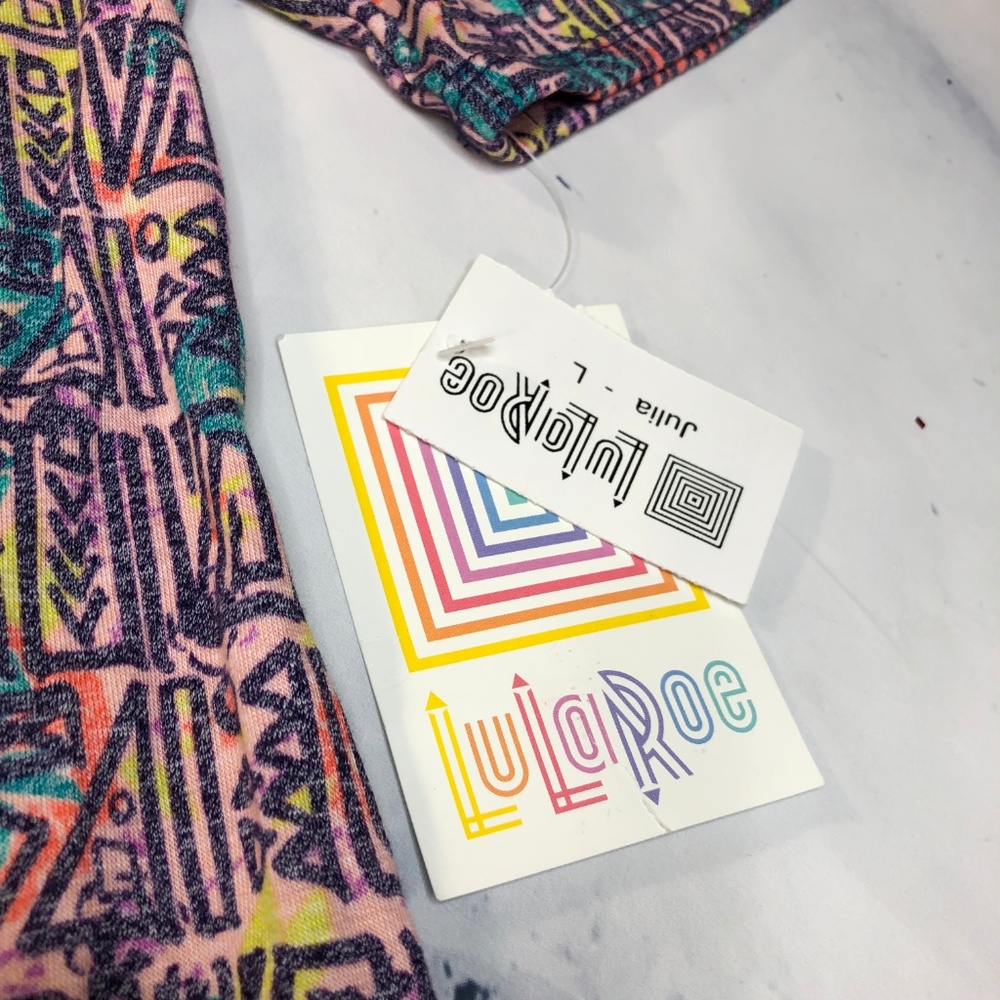 Lularoe Pastel Geometric Julia Fitted Dress - Picture 6 of 8